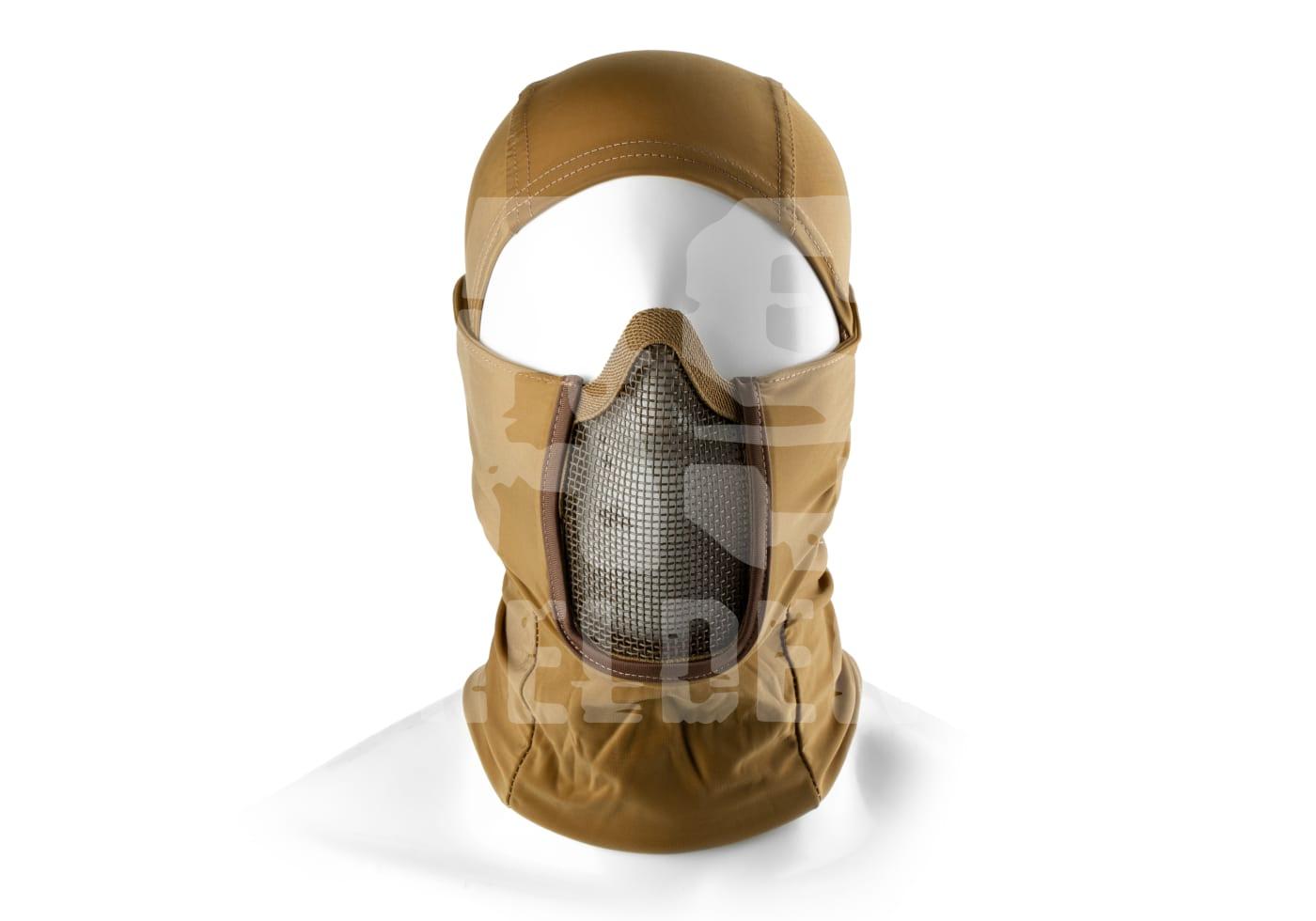 Taktische Airsoft-Sturmhaube mit Mesh-Mundschutz in Coyote-Braun.