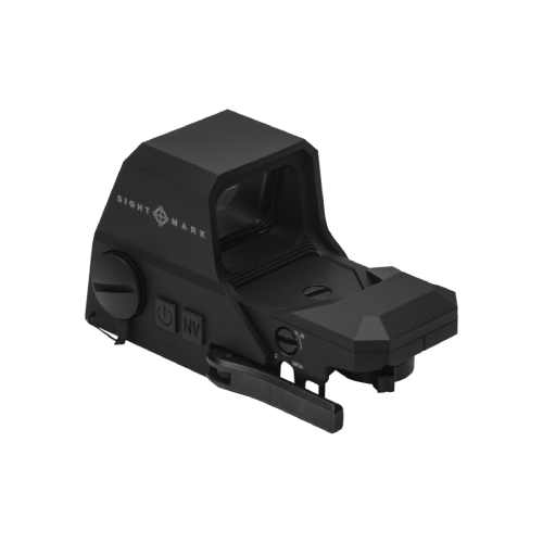 Sightmark Reflexvisier mit Nachtsichtmodus, schwarz, Seitenansicht. Perfekt für präzises Airsoft-Zielen.