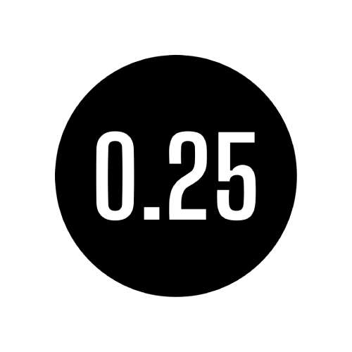 Weiße Zahl "0.25" auf schwarzem Hintergrund.
