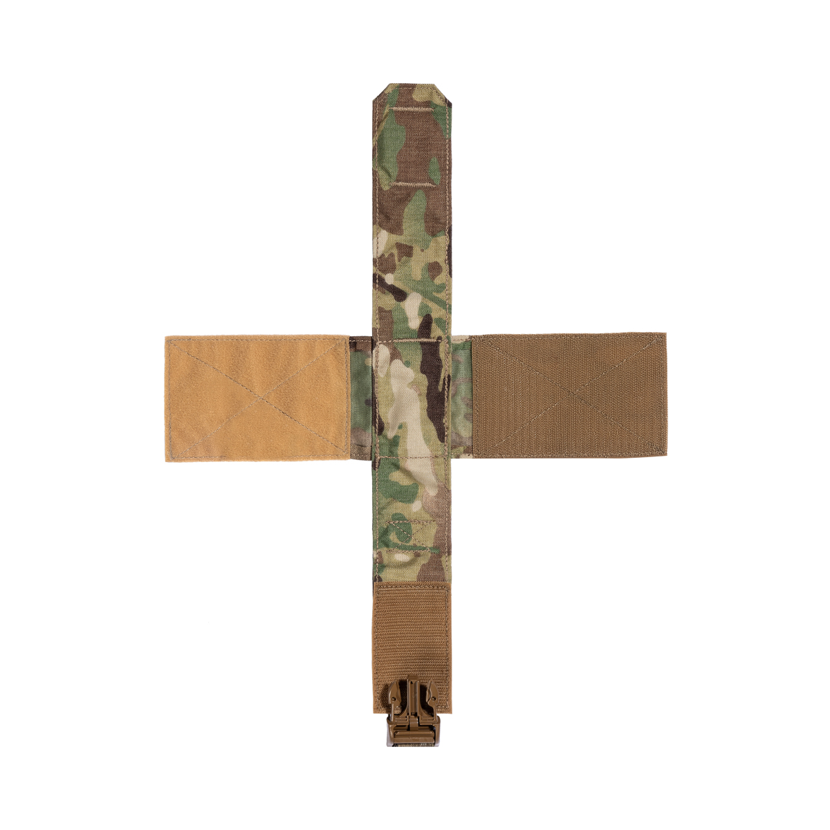 Lindnerhof Granatentasche Universal Verstellbarer, tarnfarbener Airsoft-Gürtel mit Steckverschluss, in Kreuzform ausgelegt.