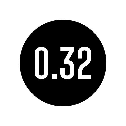 Schwarzer Hintergrund mit weißer Aufschrift "0.32" in großer, klarer Schrift.