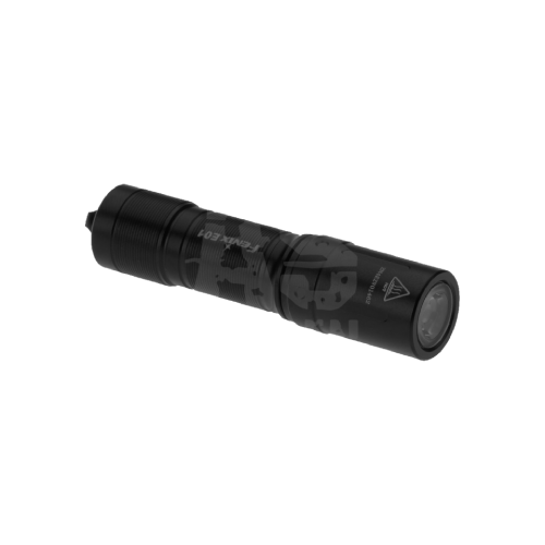 Schwarze LED-Taschenlampe für Airsoft, kompakt und robust, mit strukturiertem Griff.