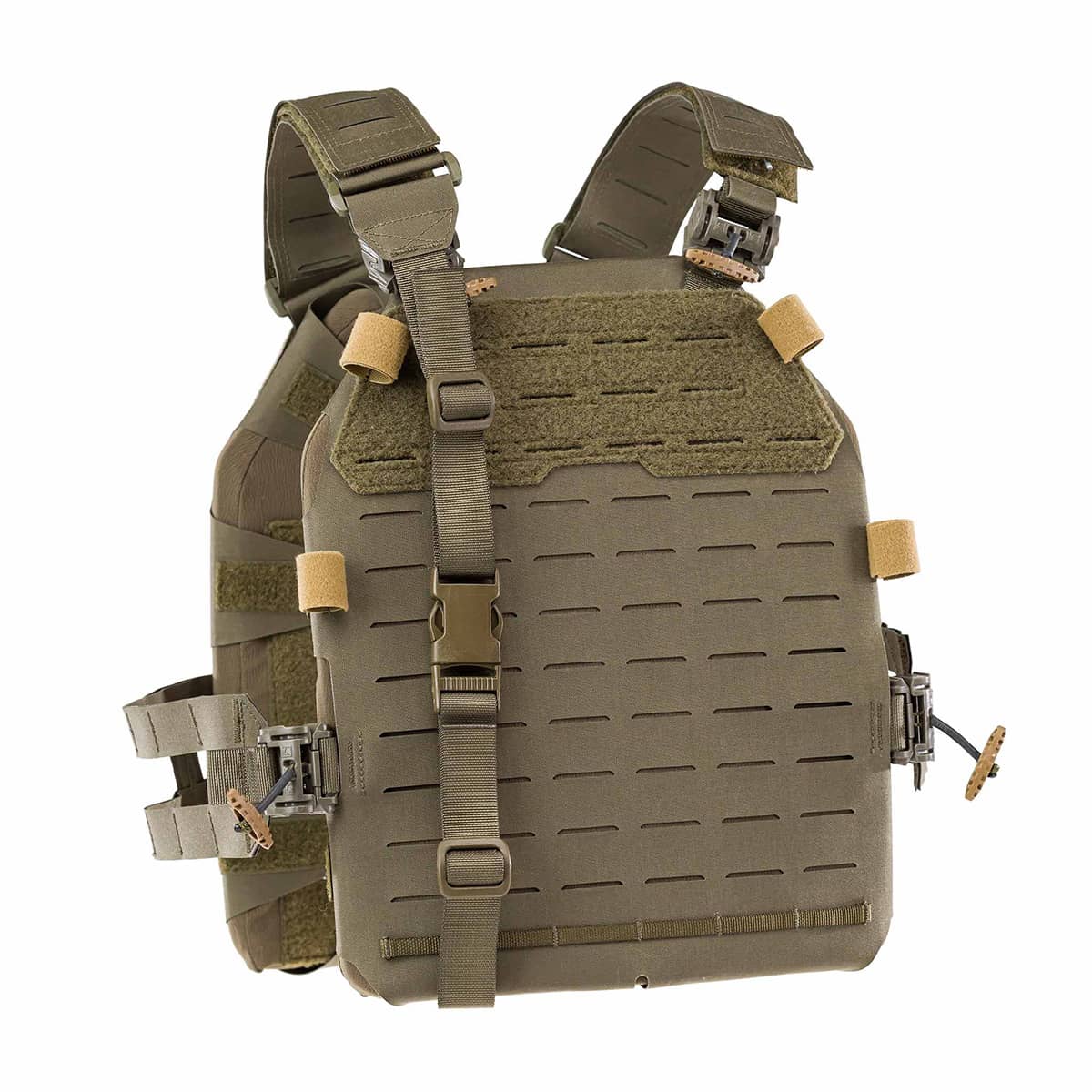 Trageriemen Gewehr klettbar MX106 Olivegrüner Plate Carrier mit Lasercut-MOLLE-System und Schnallenverschlüssen für Airsoft-Ausrüstung.