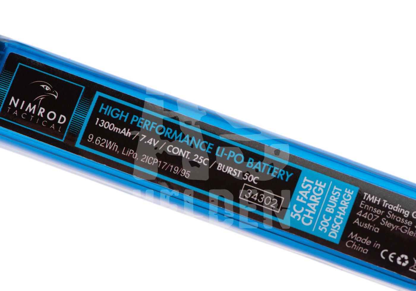 Lipo 7.4V 1300mAh 25C Buffer Tube Type T-Plug