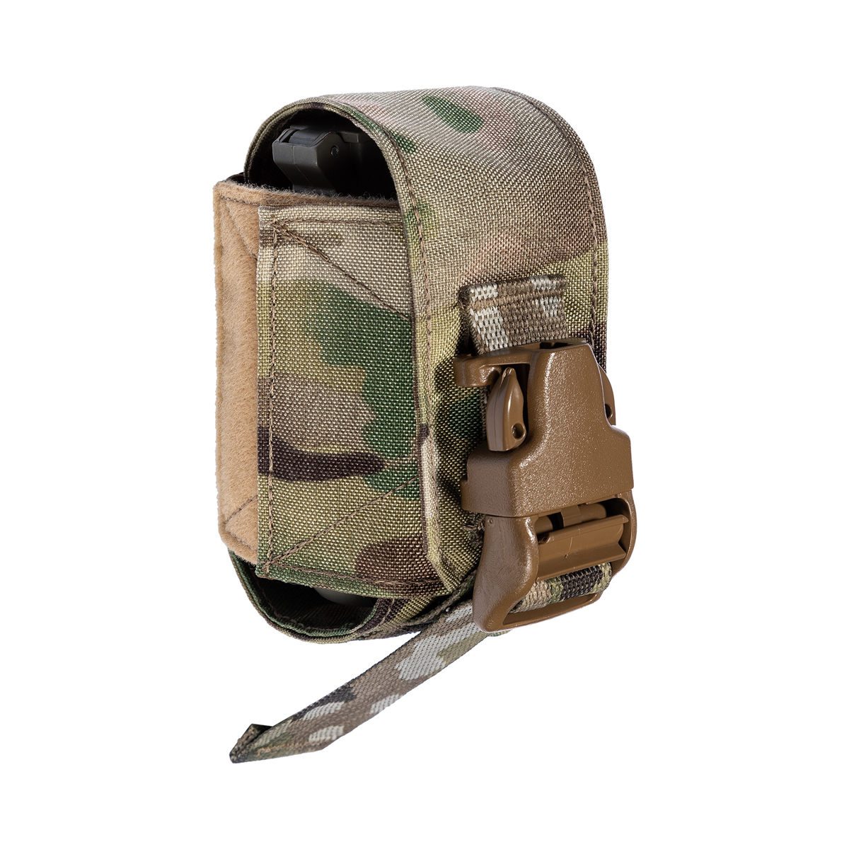 Lindnerhof Granatentasche Universal Tarnmuster-Magazintasche mit braunem Klickverschluss, ideal für Airsoft-Zubehör.