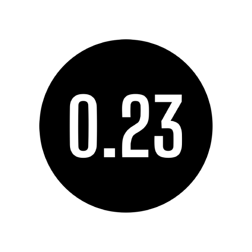 Weiße Zahl "0.23" auf schwarzem Hintergrund.