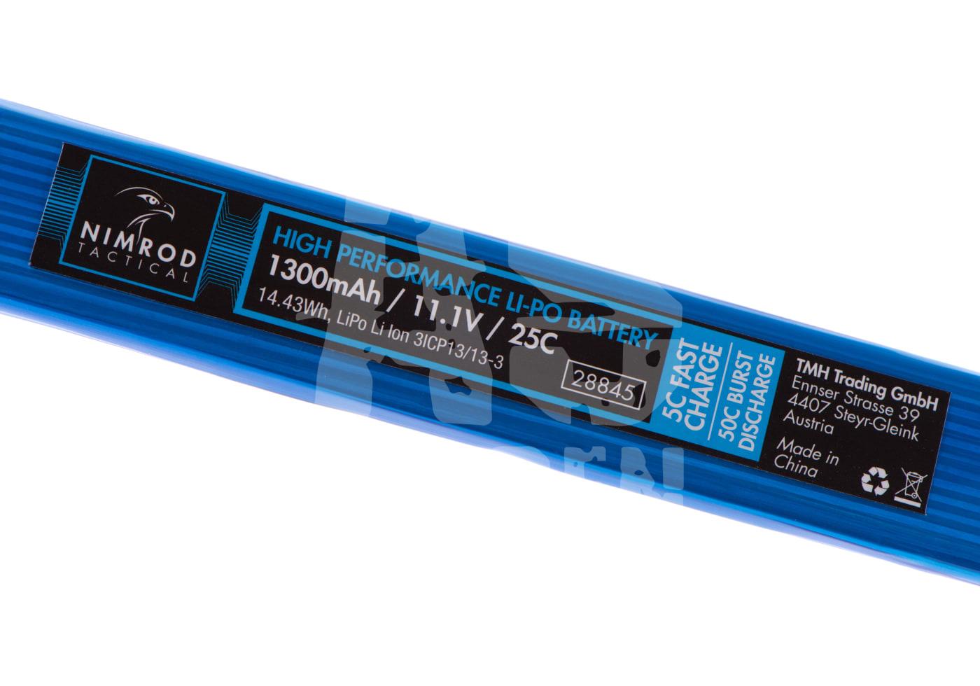 Lipo 11.1V 1300mAh 25C Split Type T-Plug