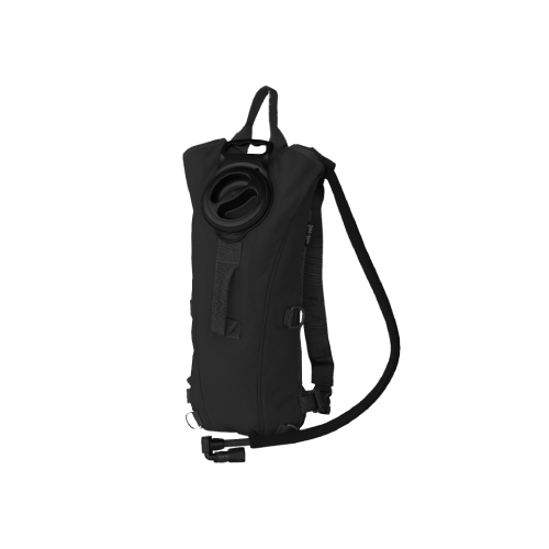 Schwarzer Hydration Pack mit Schulterriemen und Trinkventil, ideal für Airsoft-Aktivitäten.