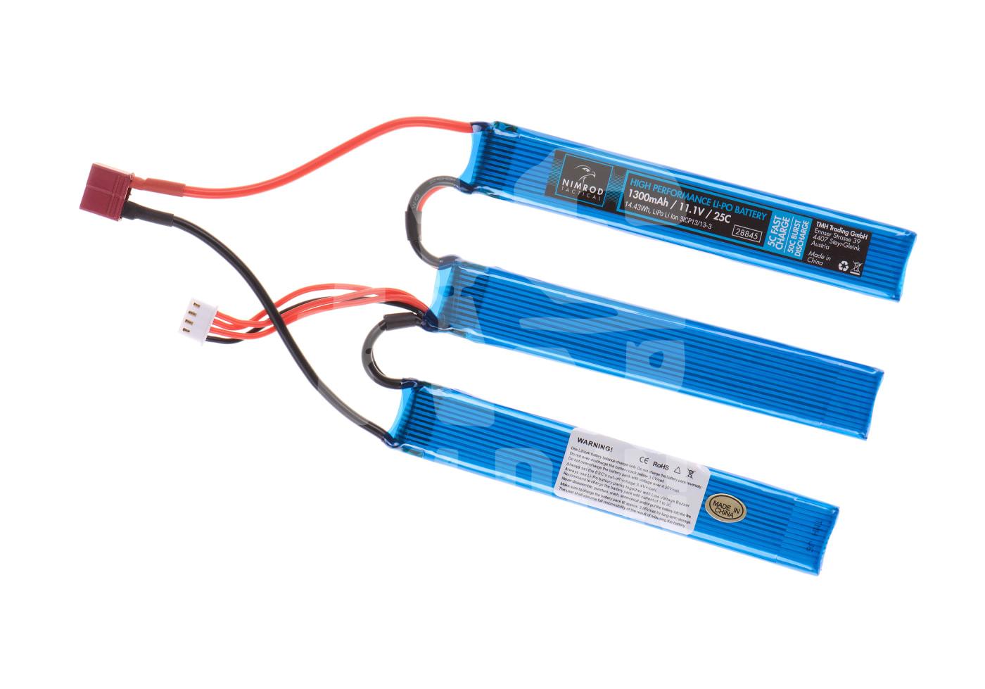 Lipo 11.1V 1300mAh 25C Split Type T-Plug