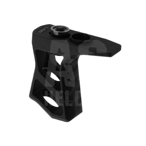 Schwarzer Frontgriff für Airsoftwaffen, ergonomisches Design, robuste Bauweise.