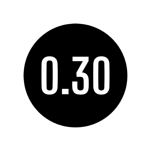 Schwarzes Bild mit weißem Text "0.30".