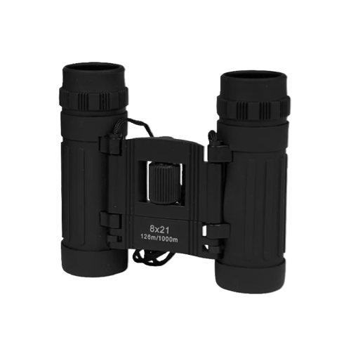 Kompaktes schwarzes Fernglas 8x21 für Airsoft, 126m/1000m Sichtfeld. Ideal für taktische Spiele.