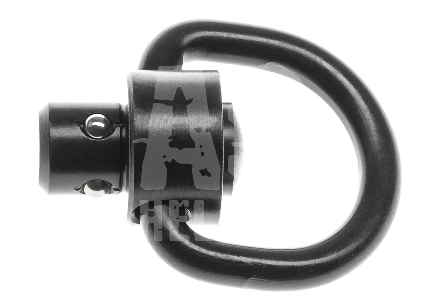 Schwarzer QD-Sling-Swivel für Airsoft-Waffen zur einfachen Riemenbefestigung.